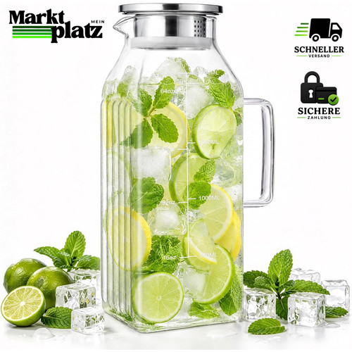Glaskaraffe liter mit deckel - 2,