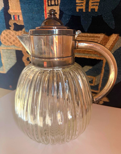 Karaffe glas mit metallmontur - glas,