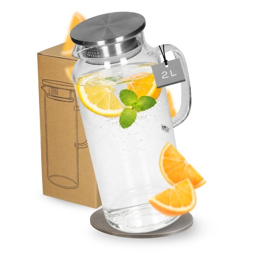 Glaskaraffe liter mit deckel - mit,